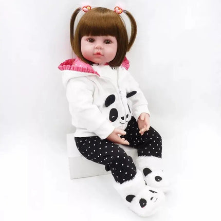 Reborn baby doll in full vinyl Lyubava 45 cm/17.7 inch in a set with a pacifier and bottle