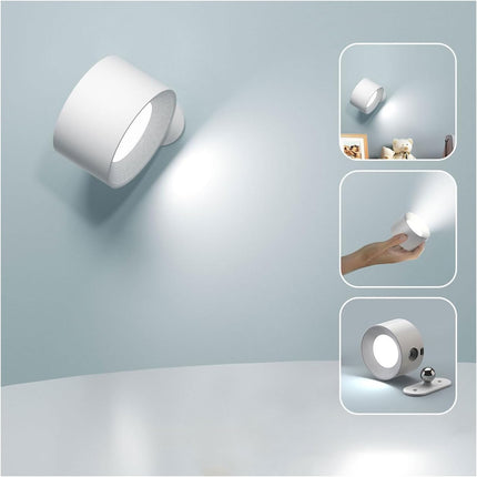 Modern Touch-Control LED Wall Light – Magnetic Rechargeable Sconce (Round, Crystal Body)