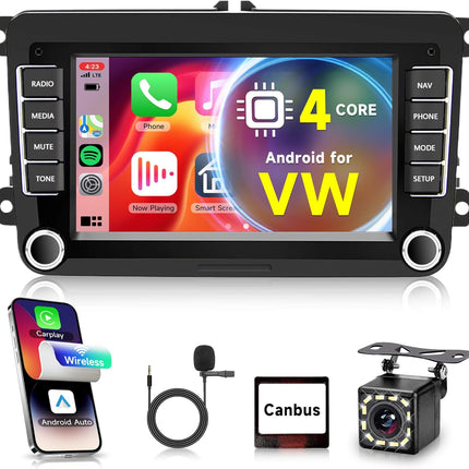 Car radio Topway for volkswagen VW Polo Golf 5 Caddy T5 Tiguan Skoda Seat 7"  Android 14 GPS