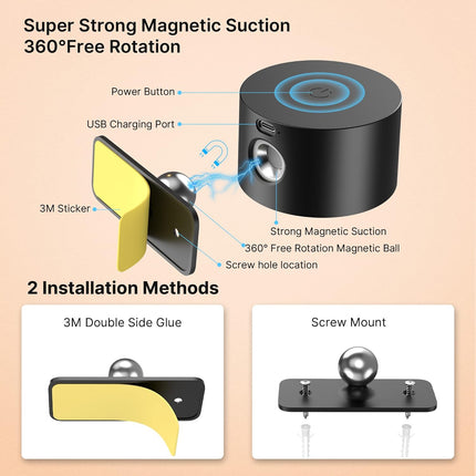 Modern Touch-Control LED Wall Light – Magnetic Rechargeable Sconce (Round, Crystal Body)