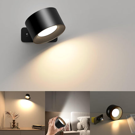 Modern Touch-Control LED Wall Light – Magnetic Rechargeable Sconce (Round, Crystal Body)