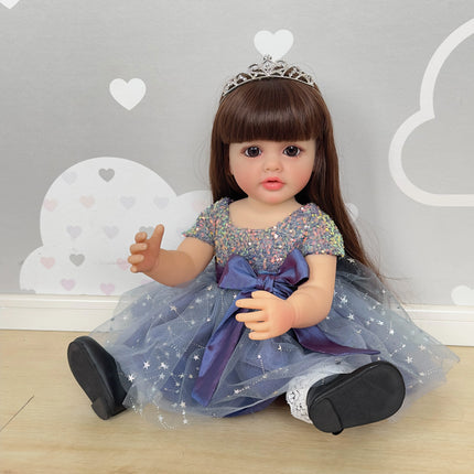 Full Body Standing Toddler Girl Doll Reborn Princess Betty Long Hair in Dress Soft Cuddly Body Gifts for