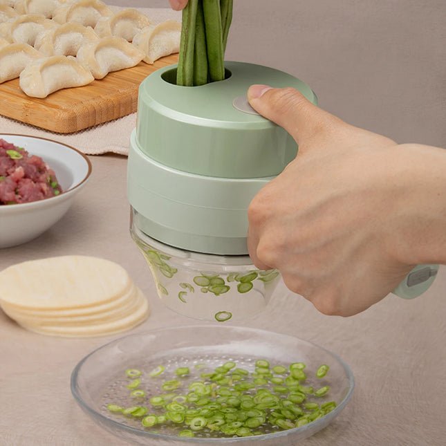 4 in 1 Vegetable Cutter Handheld Electric Vegetables Slicer Set For Garlic Pepper Chili Onion Celery Ginger Meat With Brush