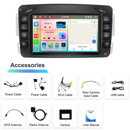 Car stereo radio for Mercedes Benz C-W203 CLK W209 7" Android15 GPS Wifi